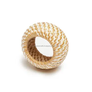 Anneau de serviette de mariage élégant en bambou, fait main, en fibre naturelle, décoration de table à manger, écologique, vente en gros, OEM, durable, léger - Product Image 5