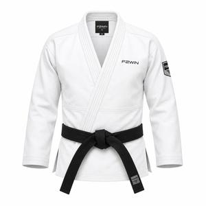 ชุดยูโด F2WIN BJJ สีขาว สำหรับผู้ใหญ่ แบบยูนิเซ็กซ์ ผ้าฝ้าย พร้อมเข็มขัดสีดำ ทรงปกติ แห้งเร็ว ไร้ตะเข็บ - Product Image 1