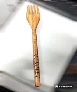 Cuchara de regalo de madera con logotipo de grabado personalizado Mezcla Agitación Degustación Mango largo Oval 12 pulgadas Cucharas de madera de haya - Product Image 6