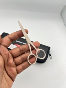 Nude Beige Color Eyebrow Eyelash <b>Extension</b> Used Trimming Scissors J2 Japanese Stainless Steel with Custom Logo Manicure Scissors - Product Image 4