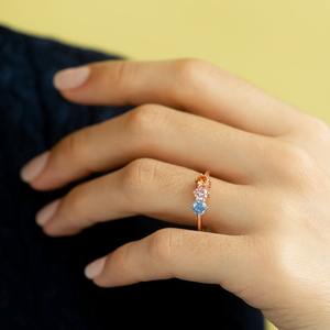 Anillo de Plata de Ley con Piedra de Nacimiento, Anillo Familiar, Anillo Personalizado, Joyería para Mujer, Regalo de Cumpleaños, Elegante y a la Moda - Product Image 3