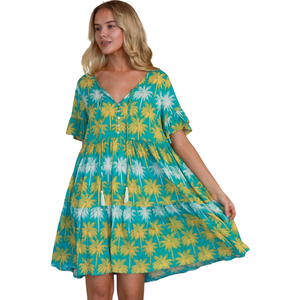 Vestido Mini Estampado para Mujer, Vestido Casual de Verano de Manga Corta - Product Image 1