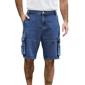 Shorts cargo en jean pour homme ODM, taille haute, délavage moyen, coton, style décontracté d'été avec poches, entièrement personnalisables OEM - Product Image 4
