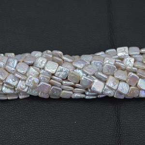 Perlas de Agua Dulce Naturales Blancas de 10mm y 12mm, Sueltas, Cuadradas y Lisas, para la Elaboración de Joyería y Collares de Moda para Mujer - Product Image 3