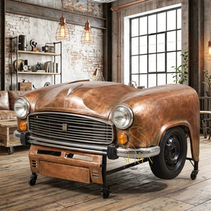 Eco-Friendly Solid Wood Bronze Metallic Finish Upcycled Auto Turn Furniture Design Study and Office <b>Table</b> From India - Product Image 1