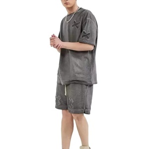 Conjunto Deportivo Personalizado para Hombre, Otoño, Gimnasio, Fitness, Antiestático, 100% Algodón, Camiseta de Manga Corta Estampada y Pantalones Cortos para Deportes - Product Image 4