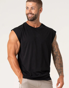High Performance <b>Men's</b> <b>Black</b> Sleeveless <b>Tank</b> <b>Top</b> O-Neck Solid Color Knitted Breathable Quick Dry Polyester Casual Wear Low MOQ M - Product Image 1
