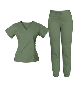 Ensemble de Blouses Médicales Personnalisées Haut de Gamme Écologiques Extensibles dans les 4 Sens, Uniforme d'Infirmière Type Jogger, Blouse Médicale à Col en V pour Hôpital - Product Image 3