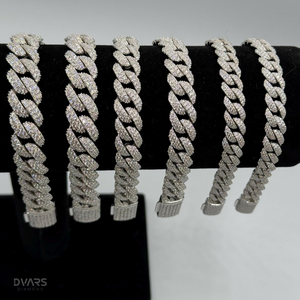 สร้อยข้อมือคิวบันหรูหราประดับเพชรโมอิสซาไนต์เต็มเส้น เงินแท้ 925 รับรองคุณภาพ สร้อยคิวบันแบบสั่งทำได้ 男女兼用 ผ่านการทดสอบเพชร - Product Image 1