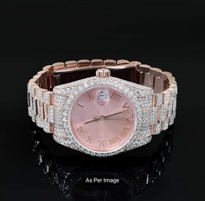 Reloj de Cuarzo con Esfera Rosa y Moissanita, Reloj de Pulsera de Acero Inoxidable con Números Romanos, Visualización de Fecha, Estilo de Lujo para Mujer - Product Image 6