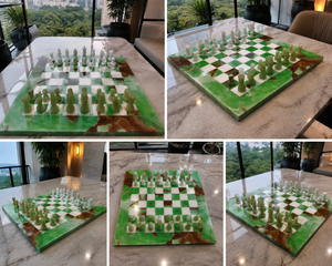 Tablero de Ajedrez de Ónix Verde Ecológico Hecho a Mano con Acabado Pulido de 20-30 mm de Grosor, Decoración Moderna para el Hogar, Manualidades para Mesa de Exterior - Product Image 4