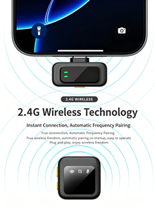 Micrófono de Solapa Inalámbrico 2 en 2, Mini Micrófono Lavalier Omnidireccional con Clip y Cancelación Inteligente de Ruido para Teléfono Inteligente, Tableta y PC - Product Image 3
