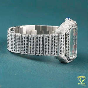Montre carrée personnalisée entièrement sertie de diamants VVS cultivés en laboratoire, style hip-hop pour hommes, automatique - Product Image 5