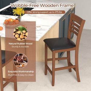 Set di 2 Sgabelli da Bar Alti con Schienale e Poggiapiedi per Isola Cucina, per Uso Domestico o Commerciale - Product Image 5