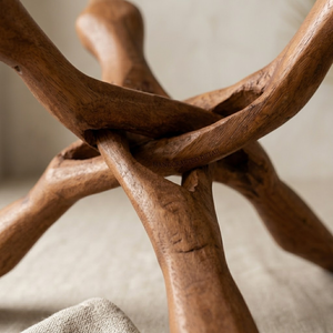 Hand Carved Wooden Cobra Stand Tripod Stool | Handmade Solid Wood <b>Rustic</b> Home Decor | Furniture Statement Piece for Living Room - Product Image 4