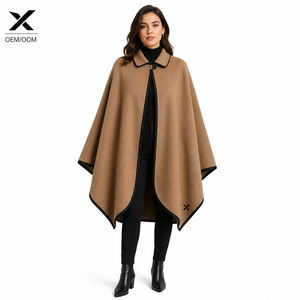 Manteau poncho en laine pour femme X Custom |   Fabricant et fournisseur pakistanais de vêtements d'hiver longs à capuche, teints unis, mode OEM ODM - Product Image 1