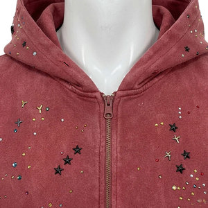 Sweat-shirt à capuche en polaire bordeaux pour homme, coupe classique, uni, décontracté, tricoté, polyester/coton, hiver, service OEM - Product Image 5