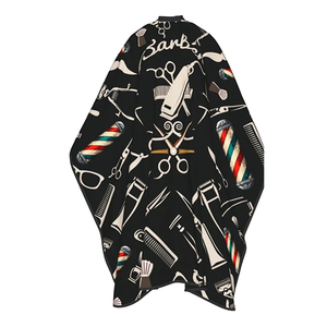 Capa de Peluquería Negra con Estampado de Herramientas de Barbería, Antiadherente, Profesional, para Salón de Belleza, Corte de Cabello y Coloración - Product Image 4
