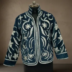 Suzani Velvet Woven Embroidered Boho Style Handmade Short Summer Autumn/Winter Reversible Floral Pattern Thick <b>Sheep</b> <b>Skin</b> <b>Jacket</b> - Product Image 3