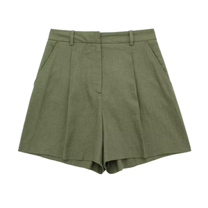 Shorts pour femmes à taille haute, coupe régulière, avec fermeture éclair, shorts d'été décontractés et élégants - Product Image 1