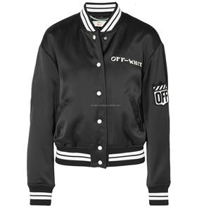 Blouson de baseball Varsity Letterman en satin avec logo personnalisé Blouson d'hiver tout temps Fabricant privé de conception de broderie - Product Image 2