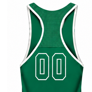 Maillot de bain athlétique vert émeraude et blanc, sans manches, dos nageur, léger, séchage rapide, respirant, pour l'entraînement et la performance - Product Image 5