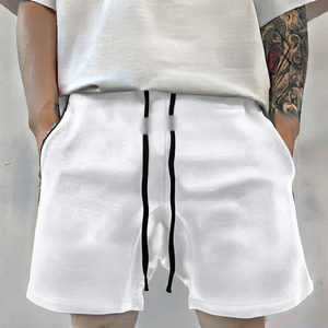 Men's Solid Color Cotton Bermuda <b>Shorts</b> Mid Waist Drawstring Closure Casual Loose Fit Breathable <b>Woven</b> Fabric Style - Product Image 4