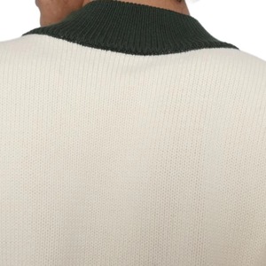 Men's <b>Knit</b> Sweater 100% Cotton 12GG Chunky Pocket Embroidery O Neck Oversize Anti Shrink Breathable Front Customizable OEM - Product Image 5