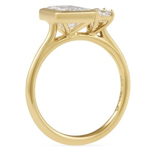 2.08 Carat Radiant Cut Lab Diamond Yellow <b>Gold</b> Rhodium Plated Bezel Asscher Oval Trio Engagement & Anniversary <b>Ring</b> - Product Image 3