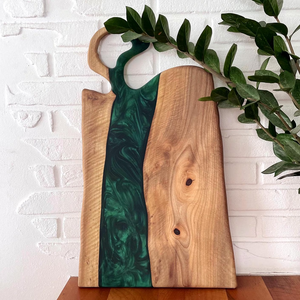 Planche à fromage en résine époxy et bois, design rivière, avec poignée, ronde, pour pain et petit-déjeuner - Product Image 5