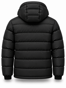 <b>Men's</b> Black Hooded Puffer <b>Jacket</b> Winter Warm Windproof Waterproof Quick Dry Zipper <b>Smart</b> Casual Regular Fit Polyester Wadding - Product Image 2