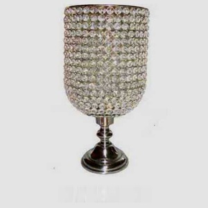 Juego de portavelas de cristal con cuentas plateadas de lujo para centro de mesa de boda, candelabro de metal de tallo largo y resistente. - Product Image 6