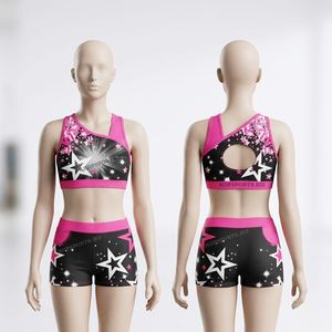 Ropa de Baile para Entrenamiento OEM, Ropa de Práctica de Animación Personalizada, Sujetador Deportivo y Pantalones Cortos para Animación, Ropa de Baile para Práctica, Ropa de Práctica de Animación - Product Image 1