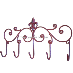 Porte-manteau mural en fer forgé au design tendance, forme unique, finition dorée, type queue de cheval, pour décoration intérieure - Product Image 2