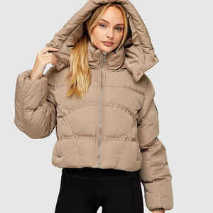 Wholesale Winter Women Clothing Stand Collar <b>Cropped</b> Bubble <b>Jacket</b> With Zipper Warm Puffer <b>Jacket</b> Women - Product Image 4