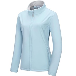 Chaqueta polar azul claro personalizada al por mayor con cremallera completa, cuello alto, cálida y suave, para pesca y actividades al aire libre - Product Image 1