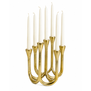 Support de bougie en métal à 7 branches au design scandinave minimaliste, bougeoir de table contemporain en acier inoxydable pour un style luxueux - Product Image 5