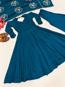 Vestido de Fiesta TENNECY para Mujer, Nuevo Diseño, Bordado de Seda Vichitra, Sin Arrugas, Secado Rápido, Largo hasta el Tobillo, Estilo Elegante - Product Image 4