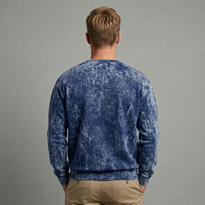 Sweat-shirts pour hommes en molleton épais, 100% coton, lavés à l'acide, à col rond, avec bordures côtelées, brodés, surdimensionnés, OEM, hiver - Product Image 6
