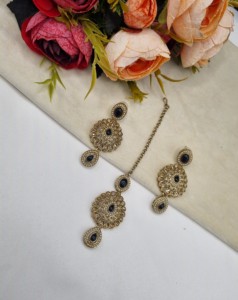 Ensemble de bijoux 3 pièces pour femmes, pierres précieuses ovales et en forme de poire, collection de bijoux de créateur, style ethnique, pour occasions spéciales. - Product Image 6