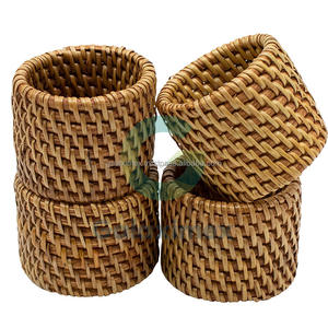 Anneaux de serviette en rotin, accessoires de cuisine, accessoires pour la maison, anneaux de serviette en rotin naturel, fabriqués par un artisan - Product Image 6