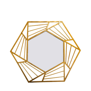 Espejo de pared de metal con diseño de hierro dorado para villa, nuevo espejo con marco de metal de forma única para bodas, venta al por mayor en India - Product Image 1