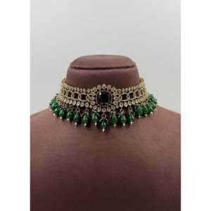 Indian Ethnic Gold Plated Bridal Choker Necklace & Earring Set-Luxury Victorian Style - Product Image 2