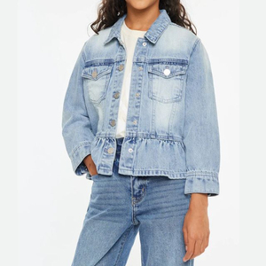 Ensemble veste et pantalon en jean élégant pour filles, matelassé, respirant, en coton tricoté, 2-en-1, tendance, délavé clair, luxe, hiver - Product Image 5