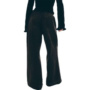 Pantalones rectos retro de mezclilla vintage lavados y desgastados para mujer, de cintura alta, holgados, estilo cargo, de mezclilla, de moda - Product Image 5