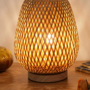 Premium Woven <b>Bamboo</b> <b>Table</b> Lamp Natural Wood Boho <b>Bedside</b> Light Handcrafted Rattan Night Decor Supplier Manufacturer - Product Image 3