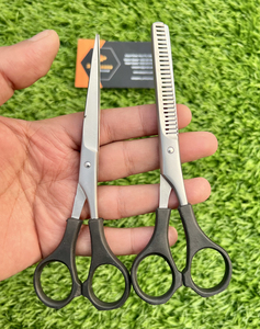 Ciseaux de barbier professionnels avec ciseaux à effiler droits, ciseaux de coiffure à bord rasoir pour texturiser les cheveux - Product Image 6