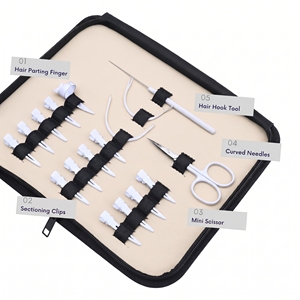 Kit d'application d'extensions capillaires en acier inoxydable, pince à micro-perles pour retrait de crimpes, outil pour extensions adhésives, coupe-keratine, crochet et boucle - Product Image 4