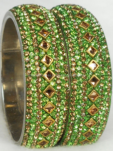 Gold and Silver Exclusive Lac Lakh Crystal <b>Bangle</b> <b>Bracelet</b> - Product Image 5