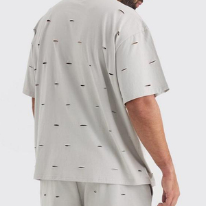 T-shirts Oversize en Coton 100% Coton 260 GSM Grande Taille Manches Courtes Homme T-shirt Oversize Délavé Lourd T-shirts Vierge - Product Image 4